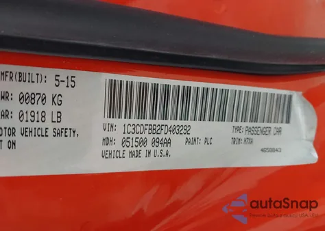 2015 Dodge Dart Sxt from USA, damaged, VIN 1C3CDFBB2FD403292